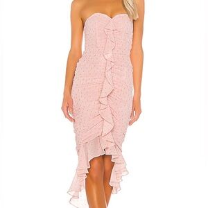 NWT Michael Costello x Revolve Vega Midi Dress Elegant Pink Strapless Dress